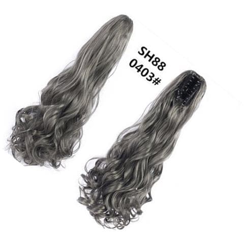Coda Di Cavallo Con Clip A Pinza, Capelli Lunghi E Ondulati, Grigio Modello 9 - Foto 2
