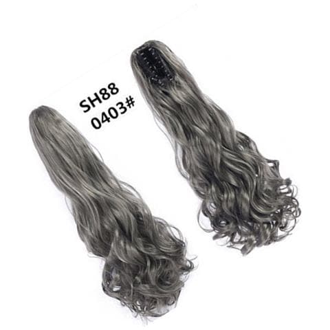 Coda Di Cavallo Con Clip A Pinza, Capelli Lunghi E Ondulati, Grigio Modello 9 - Foto 3