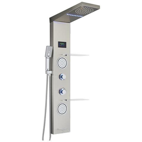 Pannello doccia, Blackswan, tipo M6001, modello nichelato con bocca a cascata, LED e funzioni SPA, misura 124 cm - Foto 1