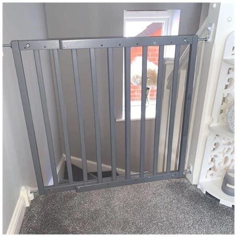 Safetots Cancelletto Di Sicurezza Top Of Stairs Per La Parte Superiore Delle Scale, Fissaggio A Vite, In Legno, Grigio, 63,5cm - 105,5cm - Foto 4