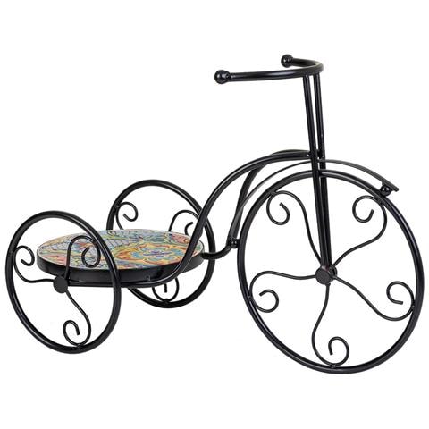 Portavaso Bici In Mosaico E Metallo Multicolore 53x23,5x36h - Foto 1