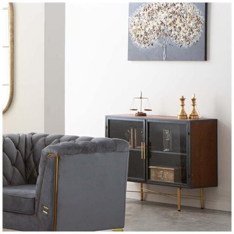 Credenza In Legno E Metallo Bianco 100x35x80h - Foto 2
