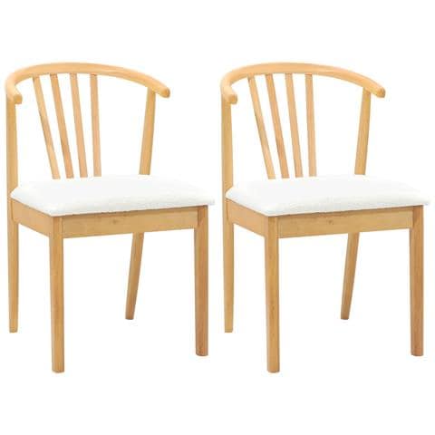 Sedia da pranzo 2 pcs Naturale e Bianco - Foto 1