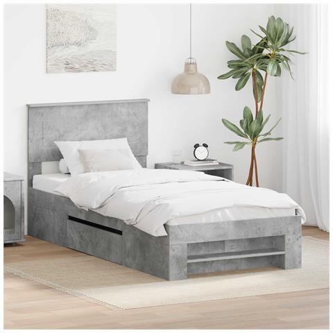 Struttura del letto con testiera Grigio cemento 100 x 200 m - Foto 2