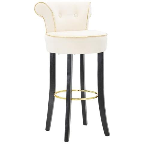 Sgabello Da Bar Luxy Crema Con Schienale Imbottito E Gambe In Legno - Foto 1
