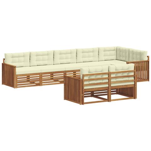 Set di divani da esterno con cuscino 8 pcs Naturale e Crema - Foto 1
