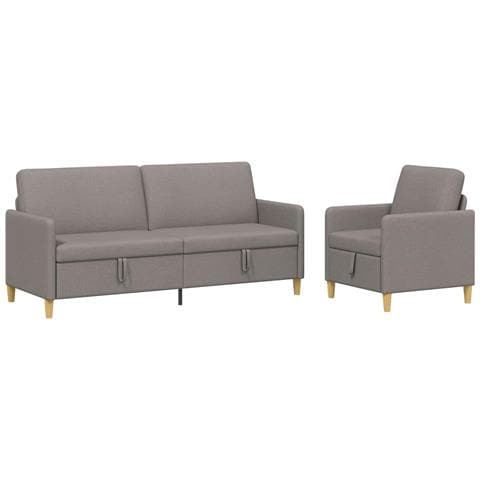 Set di Divani con Storage 2 pcs Tortora Poliestere - Foto 1