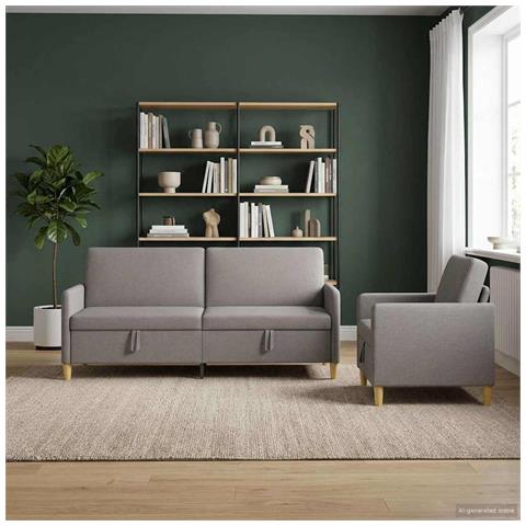 Set di Divani con Storage 2 pcs Tortora Poliestere - Foto 2