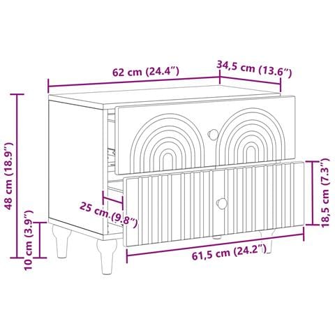 Armadio da Notte con cassetto Legno antico 62 x 34,5 x 48 cm - Foto 9