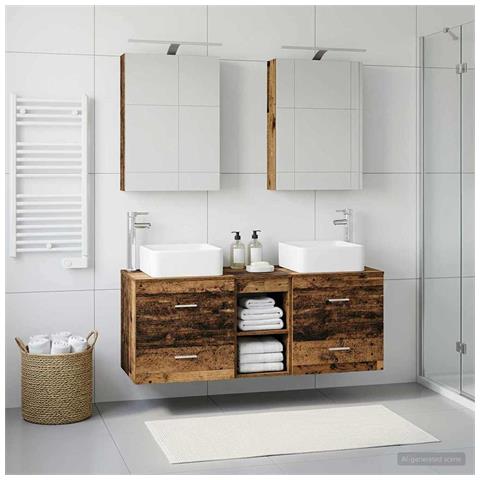 Set di mobili per il bagno 5 pcs Legno antico - Foto 2