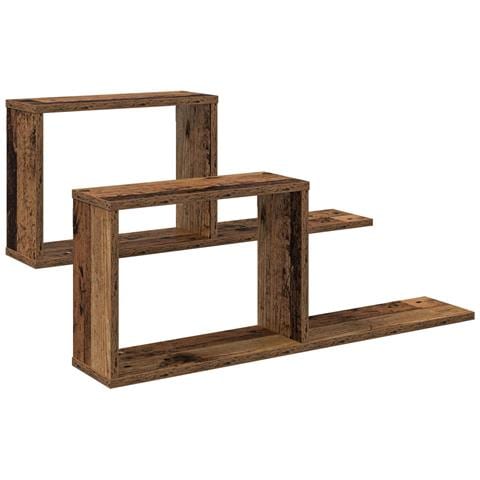 Scaffali flottanti 2 pz Legno antico 80 x 15 x 30 cm - Foto 1