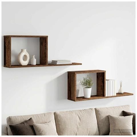 Scaffali flottanti 2 pz Legno antico 80 x 15 x 30 cm - Foto 2