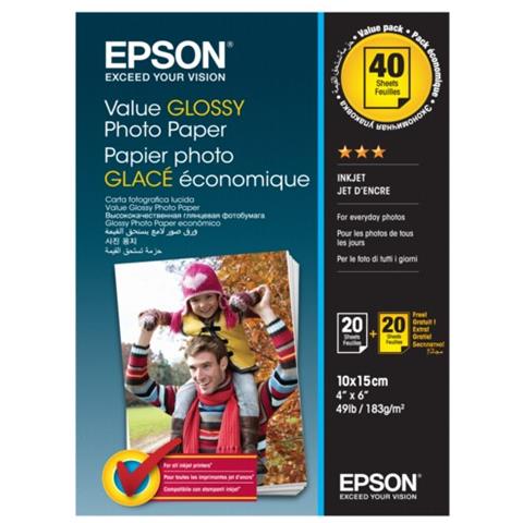 2x 20 Epson Value lucido Photo carta 10x15 cm, 183 g S 400044 - Foto 1