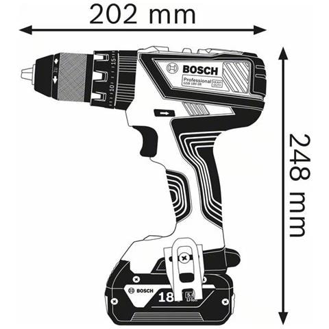 Professional GSB 18V-28 Trapano-Avvitatore con Percussione a Batteria, senza Batteria, Confezione in Cartone, Mandrino in Metallo Integrale, 18 V, ? Foro Max nel Legno 38 mm - Foto 2