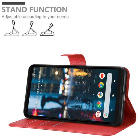 Custodia Compatibile Con Google Pixel 2 Xl In Rosso Carminio - Coperchio Protettiva Con Chiusura Magnetica, Funzione Stand E Tasca Per Le Carte - Foto 2