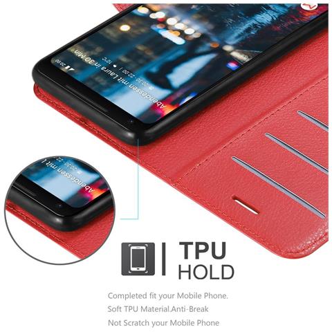 Custodia Compatibile Con Google Pixel 2 Xl In Rosso Carminio - Coperchio Protettiva Con Chiusura Magnetica, Funzione Stand E Tasca Per Le Carte - Foto 5