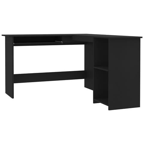 Scrivania Angolare a L Nera 120x140x75cm in Legno Multistrato - Foto 1