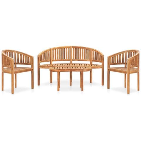 Set Salotto da Giardino 4 pz Design Curvo in Massello di Teak - Foto 1