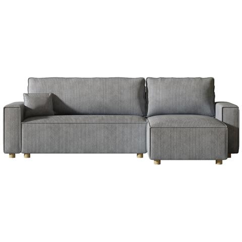 Cosy Divano Angolare Trasformabile In Velluto A Coste Grigio Chiaro - Foto 1