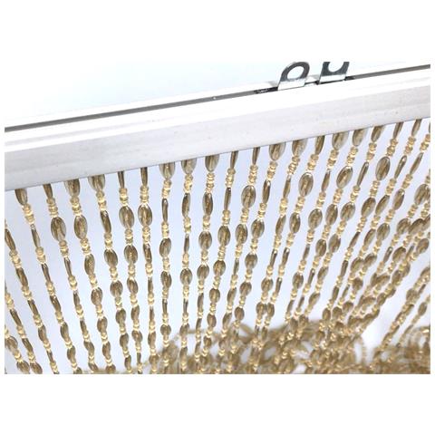 Tenda Antimosca Antirumore Catenella Perline A Caduta Pannello Porta Finestra Casa Beige 140x230 Beige - Foto 5