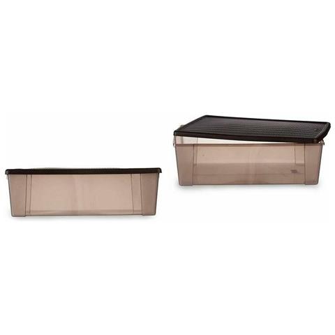 Scatola Portaoggetti Con Coperchio Elegance Marrone Plastica 30 L 38,5 X 17 X 59,5 Cm (6 Unità) - Foto 2