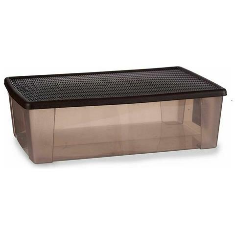 Scatola Portaoggetti Con Coperchio Elegance Marrone Plastica 30 L 38,5 X 17 X 59,5 Cm (6 Unità) - Foto 3