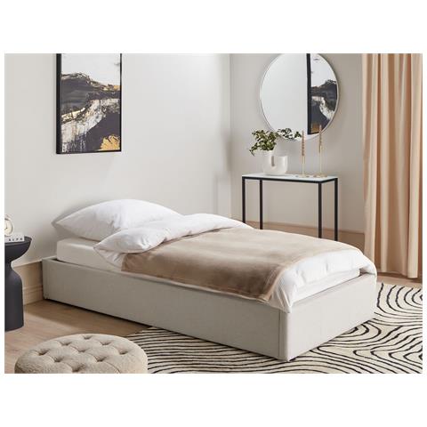 Letto Singolo Contenitore Tessuto Beige Chiaro 90 X 200 Cm Dinan - Foto 1