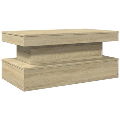 Tavolino Da Soggiorno Con Luci Led Rovere Sonoma 90x50x40 Cm - Foto 3