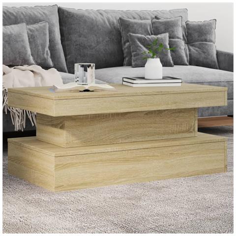 Tavolino Da Soggiorno Con Luci Led Rovere Sonoma 90x50x40 Cm - Foto 1