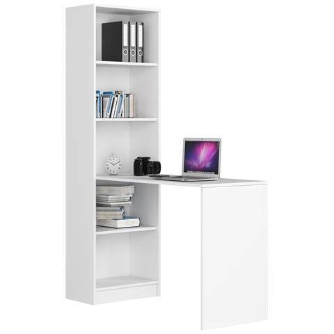 Scrivania SMART con libreria, 125x50x180 cm, Colore Bianco - Foto 1