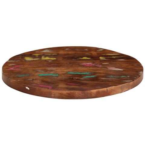Piano Per Tavolo 60x2,5 Cm Rotondo Legno Massello Di Recupero - Foto 3