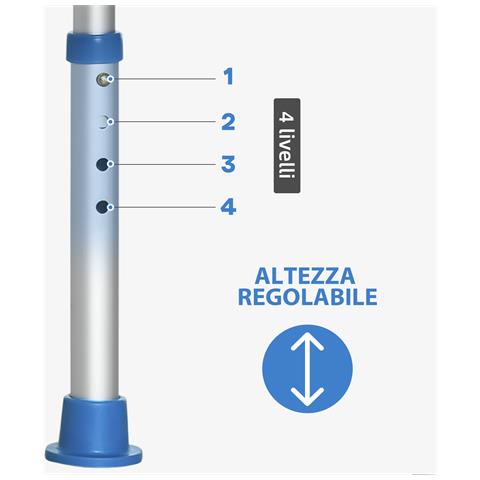 Sgabello Per Doccia In Alluminio Con Altezza Regolabile E Piedini Antiscivolo A Ventosa, Blu - Foto 2