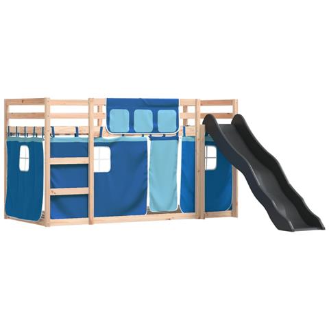 Letto A Castello Con Scivolo E Tende Blu 90x190 Cm - Foto 3