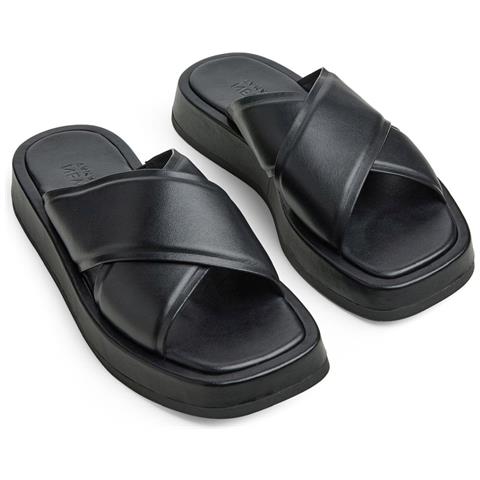 Black Casual Open Slippers Ciabatte Pelle Scarpe Donna Nero Eu 41, 1-27213-42 001 - Foto 1