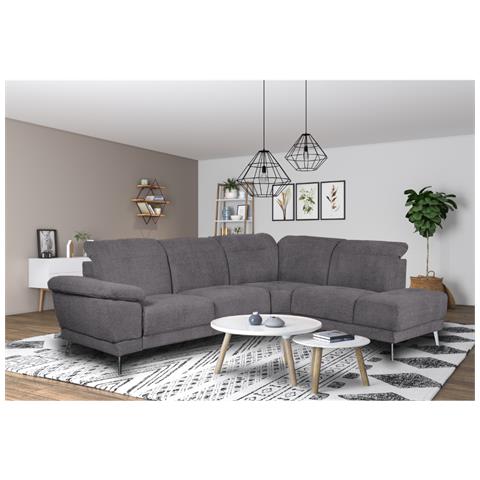 Divano Angolare Destro New York Grigio Seduta Reclinabile - Foto 1