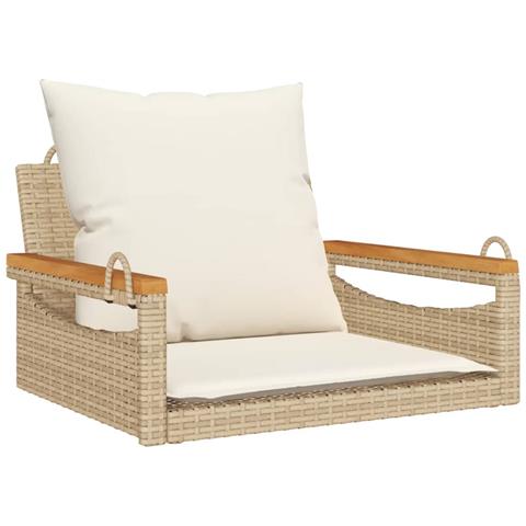 Panchina a Dondolo con Cuscini Beige 63x62x40 cm in Polyrattan - Foto 1