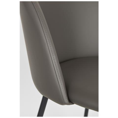 Set 4 Sedie Sala Da Pranzo Luna Gambe In Acciaio Nero Opaco, Finta Pelle Antracite - Foto 7