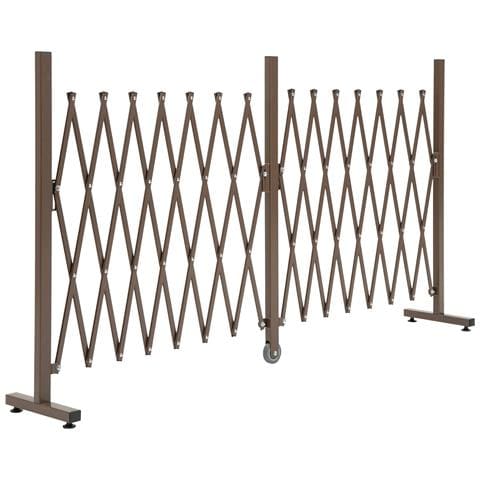 Recinzione Estensibile Autoportante in Acciaio e Alluminio, Larghezza 52-405 cm, Marrone scuro - Foto 1