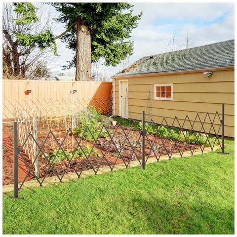 Recinzione Estensibile Autoportante in Acciaio e Alluminio, Larghezza 52-405 cm, Marrone scuro - Foto 2