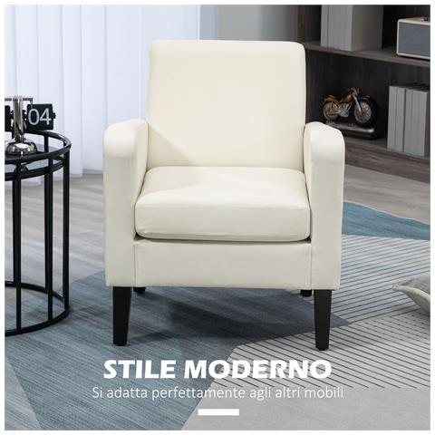 Poltroncina da Camera Moderna in Tessuto con Braccioli, 66x72x74 cm, Crema - Foto 6