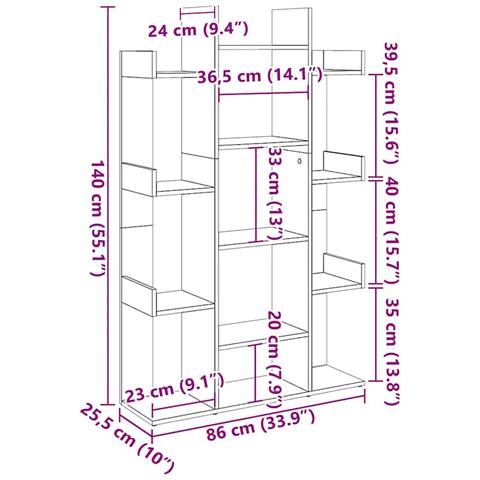 Libreria Rovere Artigianale 86x25,5x140 Cm Legno Multistrato - Foto 10