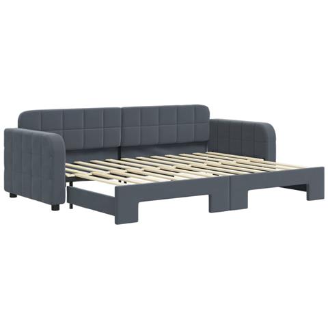 Divano Letto Con Letto Estraibile Grigio Scuro 80x200cm Velluto - Foto 2