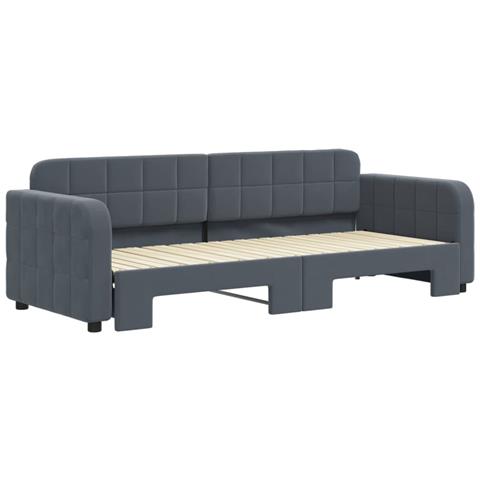 Divano Letto Con Letto Estraibile Grigio Scuro 80x200cm Velluto - Foto 3