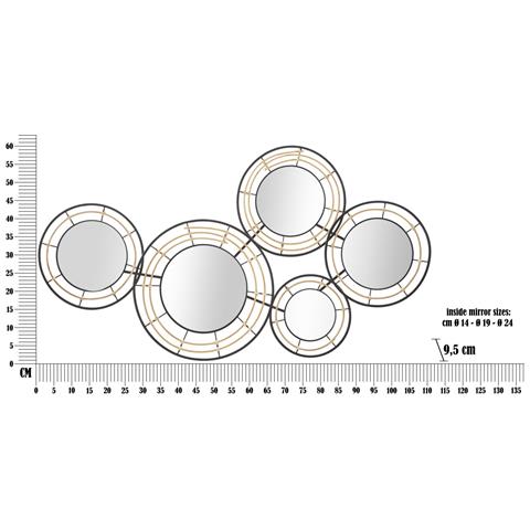 Decorazione In Metallo 3d Cerchi 22 - Nero - Metallo - 111x9,5x59 Cm - Foto 6