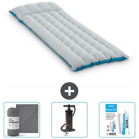 Set Materassino Gonfiabile - 184x67x17 Cm - Blu - Include Accessori Coordinati Cb11 - Foto 1