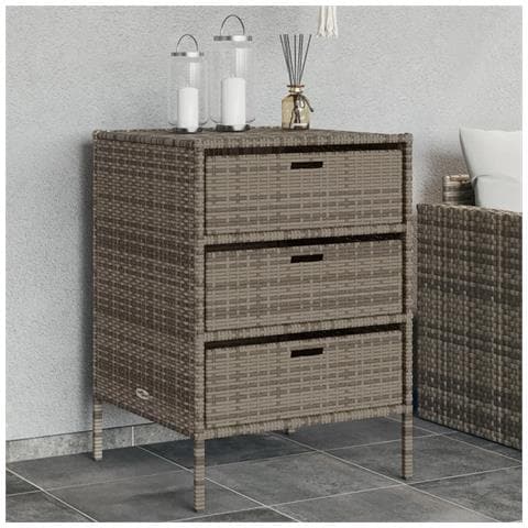 Lusso Casadino - Armadietto Portaoggetti Giardino Grigio 55x59x80cm Polyrattan - Foto 8