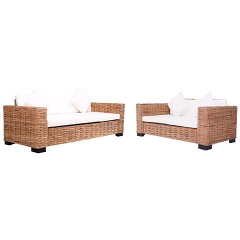 Set Di Divani Da Giardino Con Cuscini 2 Pz In Rattan Naturale - Foto 2