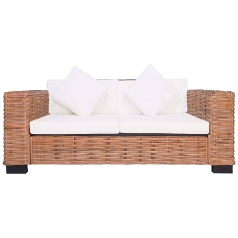 Set Di Divani Da Giardino Con Cuscini 2 Pz In Rattan Naturale - Foto 1