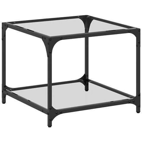 Lusso Casadino - Tavolini Con Piano In Vetro Trasparente 2 Pz 50x50x40cm Acciaio - Foto 2