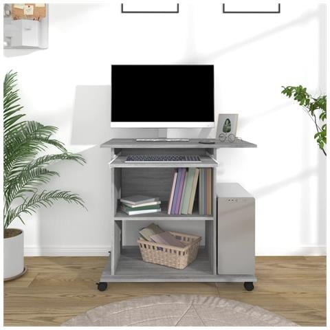 Lusso Casadino -  Scrivania Computer Grigio Sonoma 80x50x75 Cm Legno Multistrato - Foto 2